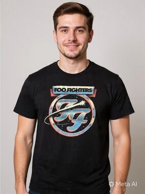 Foo Fighters Black Logo Band Tee Rock Graphic Shirt Sz M